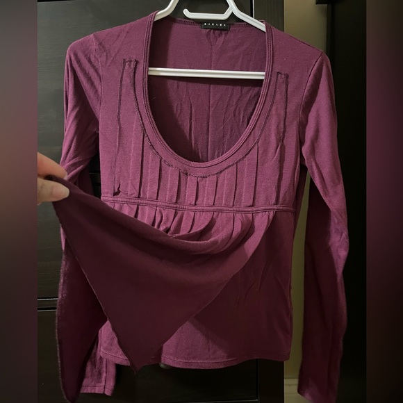 SISLEY Burgundy Low Neck Women’s long sleeve top - Small/XS - Picture 4 of 4